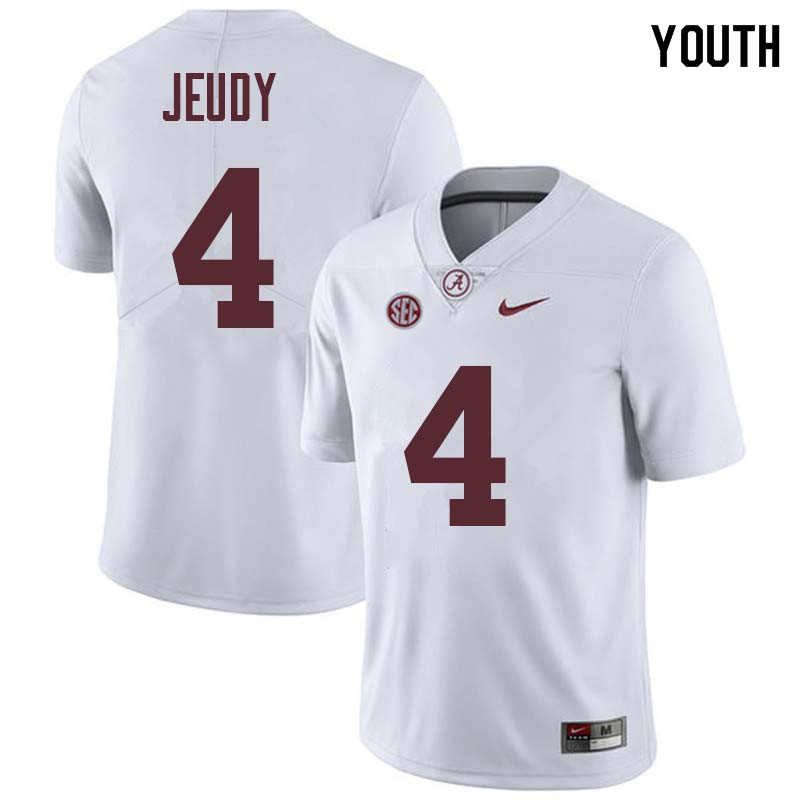 Alabama Crimson Tide Youth Jerry Jeudy #4 White NCAA Nike Authentic Stitched College Football Jersey YN16O12WF